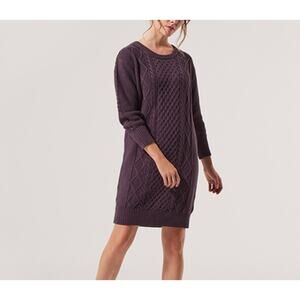 Pact Purple Classic Cable Knit Sweater Dress (Large)